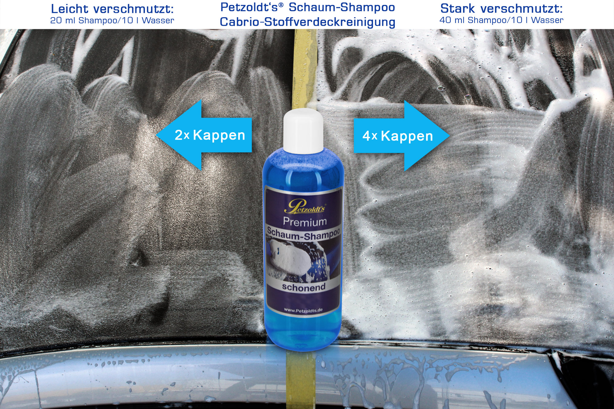 schaum-shampoo cabrioverdeck waschen